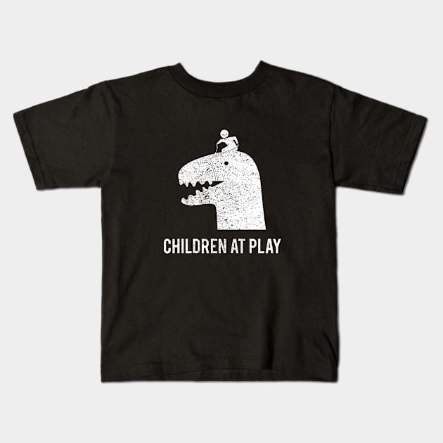 Dinosaur Children at Play Kids T-Shirt by ice dyed